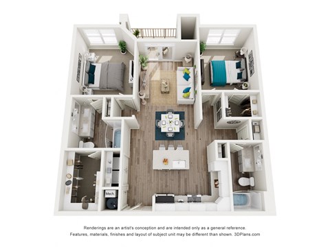 a 3 bedroom floor plan of a 2100 sq ft apartment